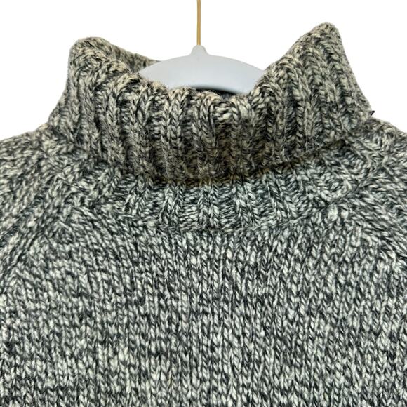 VTG Express Merino Wool Knit Turtle Neck Sweater Women M Green Cropped Pullover - Picture 3 of 12